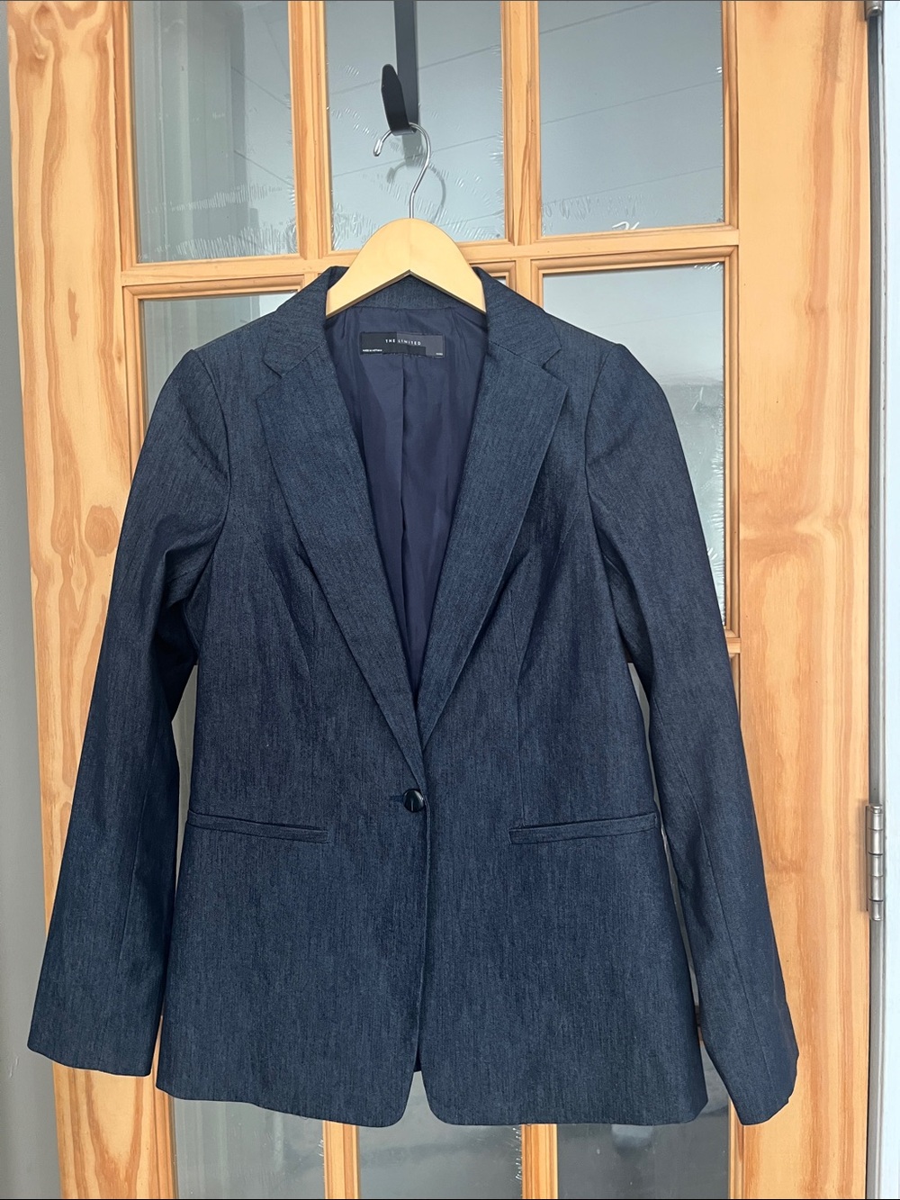 The Limited women’s dark denim one button blazer, sz small. EUC, indigo, capsule - Picture 3 of 9